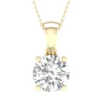 14K Yellow Gold 2.00 CT Certified Lab-Grown Round Diamond Pendant