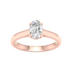1.00 CT Oval Lab Diamond Solitaire Engagement Ring, 14K Rose Gold