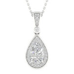 14K White Gold 1.15 CT Lab-Grown Pear Diamond Pendant