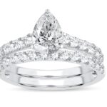 14K White Gold 2.03CT Pear Shaped Diamond Bridal Set