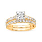 14K Yellow Gold 2.00CT Princess Cut Diamond Bridal Set