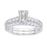 14K White Gold 2.00CT Emerald Cut Diamond Bridal Set