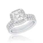 14K White Gold 1.62CT Cushion Cut Diamond Bridal Set