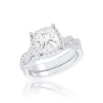 14K White Gold 1.54CT Cushion Cut Diamond Bridal Set