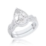 14K White Gold 2.64CT Pear Shaped Diamond Bridal Set