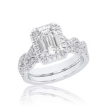 14K White Gold 1.50CT Emerald Cut Diamond Bridal Set