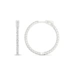 14K White Gold 2.00CT Lab Grown Diamond Hoop Earrings