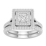 14K White Gold 1.75CT Princess Cut Diamond Bridal Set