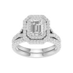 14K White Gold 1.75CT Emerald Cut Diamond Bridal Set