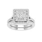 14K White Gold 2.25CT Princess Cut Diamond Bridal Set