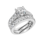 14K White Gold 3.33CT Round Diamond Bridal Set - Image 4