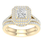 14K Yellow Gold 1.75CT Princess Cut Diamond Bridal Set
