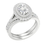 14K White Gold 2.25CT Oval Diamond Bridal Set - Image 2