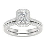 14K White Gold 1.75CT Emerald Cut Diamond Bridal Set