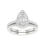 14K White Gold 1.95CT Pear Shaped Diamond Bridal Set