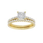 14K Yellow Gold 1.50CT Princess Cut Diamond Bridal Set