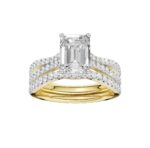 14K Yellow Gold 2.40CT Emerald Cut Diamond Bridal Set