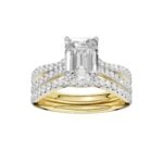 14K Yellow Gold 2.40CT Emerald Cut Diamond Bridal Set