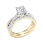 14K Yellow Gold 2.40CT Emerald Cut Diamond Bridal Set - Image 2