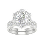 14K White Gold 3.75CT Round Diamond Bridal Set
