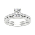 14K White Gold 1.50CT Emerald Cut Diamond Bridal Set