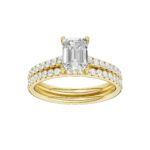 14K Yellow Gold 1.50CT Emerald Cut Diamond Bridal Set