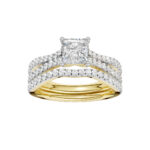14K Yellow Gold 1.40CT Princess Cut Diamond Bridal Set