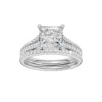 14K White Gold 2.40CT Princess Cut Diamond Bridal Set