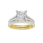 14K Yellow Gold 2.40CT Princess Cut Diamond Bridal Set