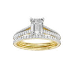 14K Yellow Gold 1.40CT Emerald Cut Diamond Bridal Set