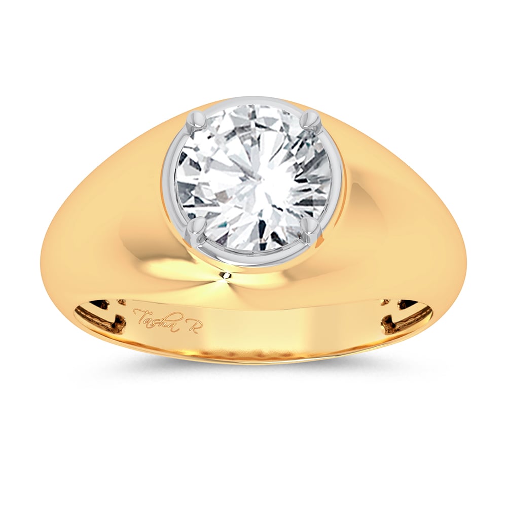 Men's 2ct Lab Grown Diamond Solitaire Ring in 14K Yellow Gold - Image 1