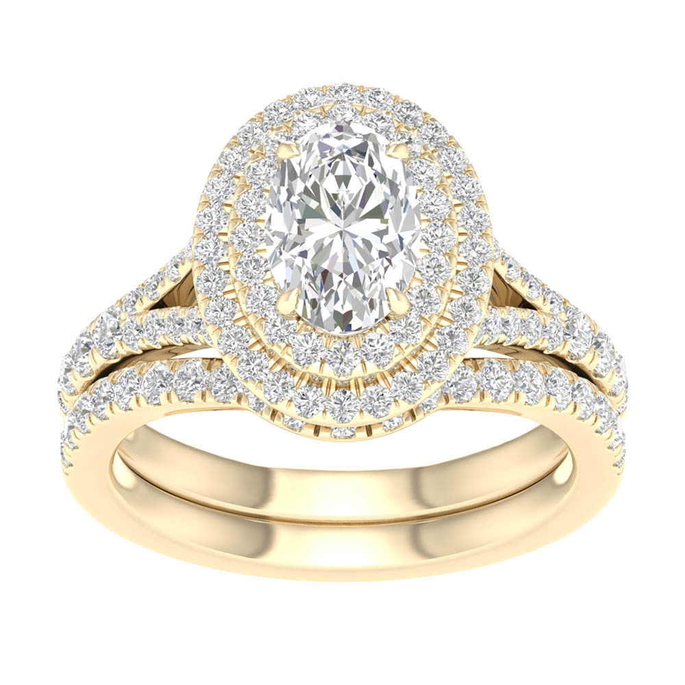 14K White Gold 1.75CT Oval Diamond Bridal Set - Image 1