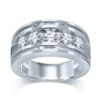 Men's 2ct Lab Grown Diamond Five-Stone Channel Band in 14K White Gold