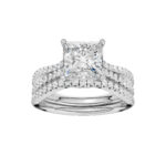 14K White Gold 2.40CT Princess Cut Diamond Bridal Set
