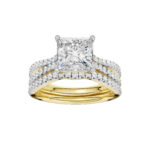 14K Yellow Gold 2.40CT Princess Cut Diamond Bridal Set