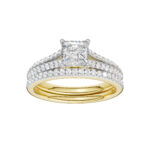 14K Yellow Gold 1.40CT Princess Cut Diamond Bridal Set