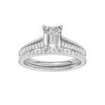 14K White Gold 2.40CT Emerald Cut Diamond Bridal Set
