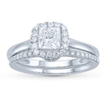 14K White Gold 1.16CT Princess Cut Diamond Bridal Set