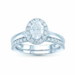 14K White Gold 1.16CT Oval Diamond Bridal Set