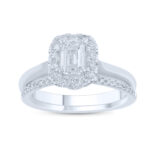 14K White Gold 1.16CT Emerald Cut Diamond Bridal Set