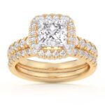 14K Yellow Gold 1.62CT Princess Cut Diamond Bridal Set