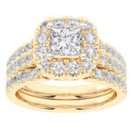 14K White Gold 2.00CT Princess Cut Diamond Bridal Set