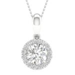 14K White Gold 1.13 CT Certified Lab-Grown Round Diamond Pendant