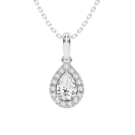 14K White Gold 0.62 CT Lab-Grown Pendant