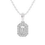 14K White Gold 0.62 CT Lab-Grown Emerald Diamond Pendant