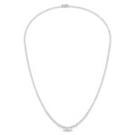 14K White Gold 7.00 CT Graduated Lab-Grown Diamond Tennis Necklace 17 Inch