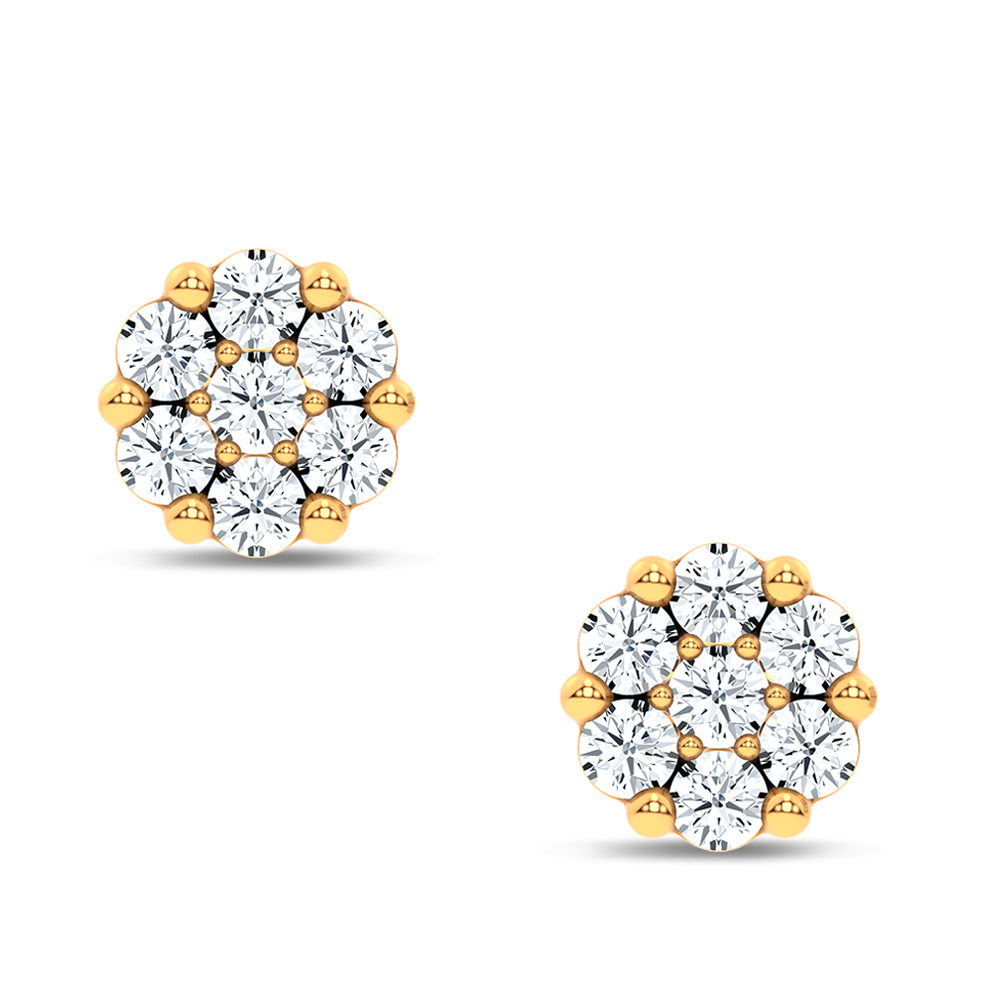 14K Yellow Gold 0.25CT Lab Grown Diamond Flower Set Earrings - Image 1