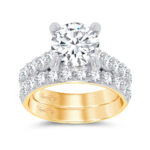 14K Yellow Gold 5.00CT Round Diamond Bridal Set