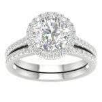 14K White Gold 3.00CT Round Diamond Bridal Set
