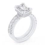 14K White Gold 4.46CT Emerald Cut Diamond Bridal Set
